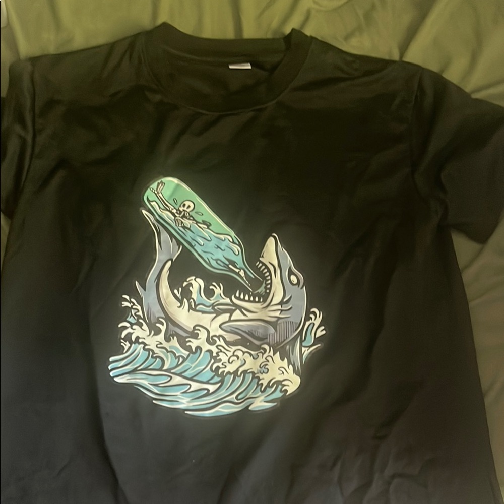 #88 Black Graphic Shark Shirt